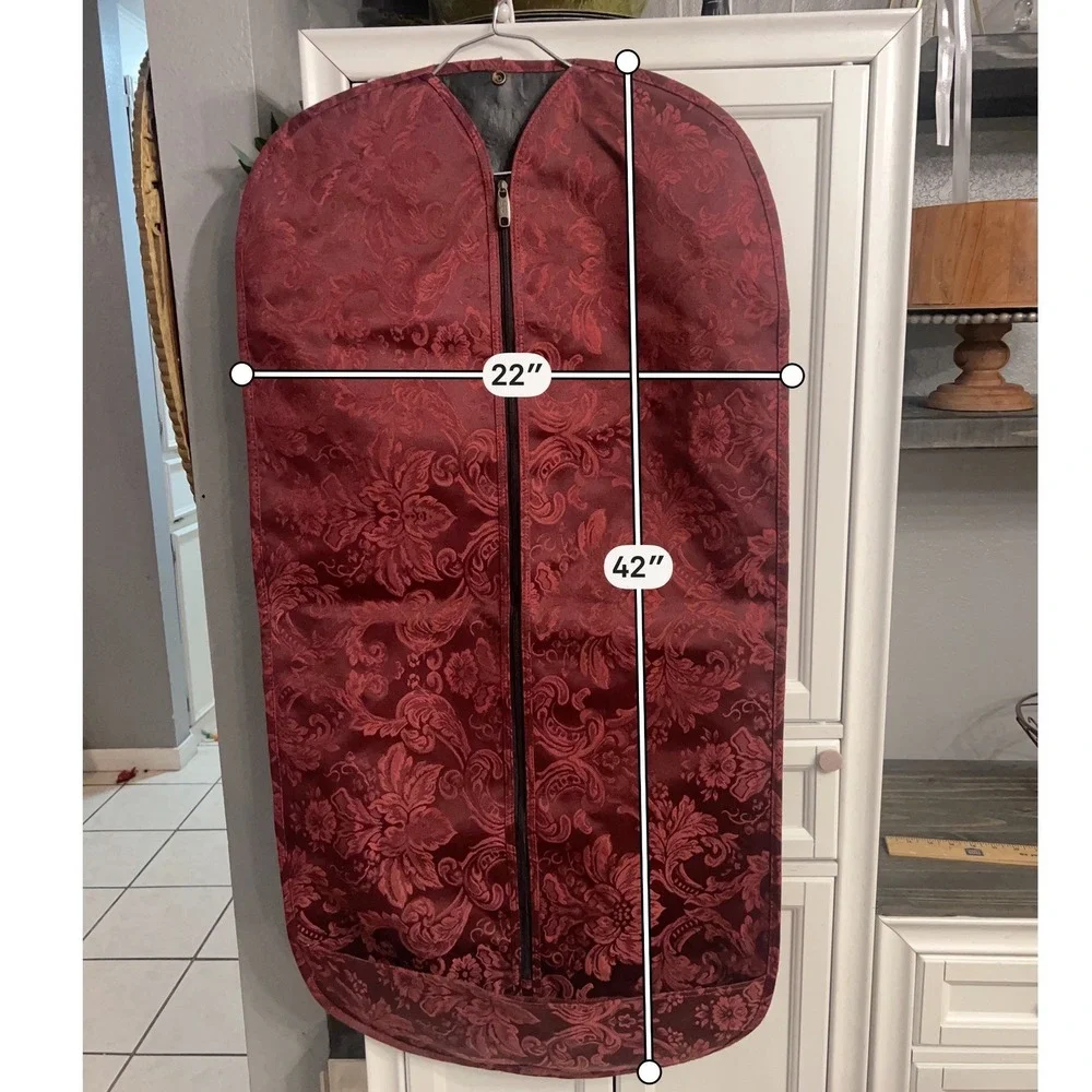 Vintage Garment Bag Dark Red Maroon‎ Zipper Front Thick Durable